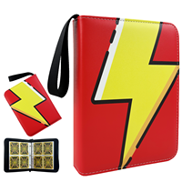Classeur de cartes à collectionner personnalisé en gros, 400 cartes, 4 pochettes, en cuir PU, avec fermeture éclair, design éclair