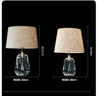 Lámpara de Mesa LED E26 de Cristal K9 de Diseño Americano Minimalista para Decoración de Villas, Lámpara de Escritorio para Mesita de Noche, AC 110-240V, Lámpara de Lectura