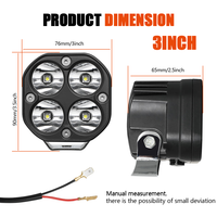 Feux de brouillard tout-terrain 12V IP68 4 LED blancs 40W pour Jeep 4x4, lampe auxiliaire LED