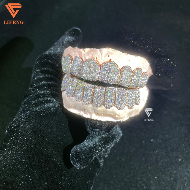 10K 14K 18K Vvs Moissanite Grillz Custom Gold Teeth Grillz With Round Brilliant Cut Hip Hop Diamond Grillz for Men Women