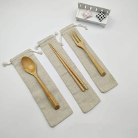 Pochette personnalisée en coton et lin avec cordon de serrage pour couverts, sac de rangement pour cuillères à café, pochette de protection pour cuillères de table