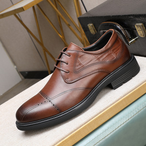 Zapatos Oxford de Vestir para Hombre, de Cuero Genuino, Punta Redonda, con Cordones, Suela de Goma Antideslizante, para Oficina, Carrera, Todas las Temporadas - Product Image 6