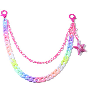Chaîne de pantalon double couche Yueli avec pendentif étoile couleur bonbon, en résine acrylique, chaîne de corps tendance pour usage quotidien, été 2025 - Product Image 5