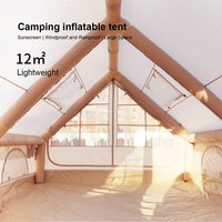 Tente gonflable de luxe 12 places en tissu Oxford imperméable pour l'extérieur, avec fenêtre de toit et port pour poêle, idéale pour le camping et les événements