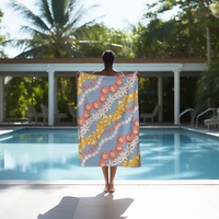 Serviettes de plage bleues à fleurs hawaïennes imprimées et personnalisées de haute qualité Serviette de plage à marque privée