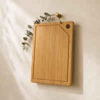 Tabla de Cortar de Madera de Bambú Orgánica Natural con Ranura para Escurrir, Orificio para Colgar, Antideslizante, para Cocina