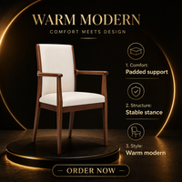 Chaise de salle à manger moderne en bois, fauteuil rembourré, siège beige, ton noyer, mobilier pour salle à manger, café, hôtel