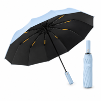 Parapluie automatique compact personnalisé de 23 pouces, 12 baleines en fibre de verre, anti-tempête, résistant au vent 10 m/s, UPF50, en pongée 210T