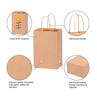 Sac d'emballage en papier kraft brun naturel OEM et ODM, robuste avec poignée, pour la livraison de plats à emporter, fourni par le fabricant