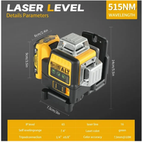 Niveau laser industriel autonivelant DW089LG, 12 lignes 3D à 360 degrés, vertical, batterie lithium 12V, laser vert horizontal, intérieur/extérieur