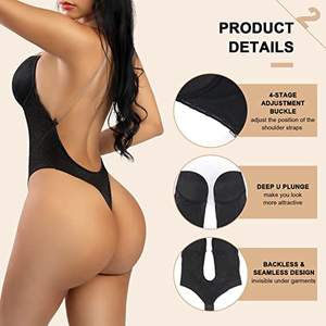 Moldeador de cuerpo de boda de encaje con servicio personalizado Moldeador de cuerpo sin espalda sexy con faja de sujetador Tanga de una pieza - Product Image 3