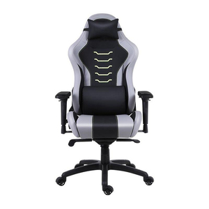 Chaise de jeu ergonomique réglable en hauteur avec vérin à gaz, en maille PU, avec repose-pieds pour gamer - Product Image 1
