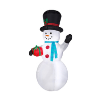 1,8 m Beleuchteter Schneemann mit Drei Pinguinen Weihnachtliche Aufblasbare Schneemann-Dekoration für Außenbereich und Garten