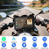 GPS moto 7 pouces, navigation sans fil, CarPlay, Android Auto, étanche IP67, TPMS, télécommande BT, fixation antivol à dégagement rapide