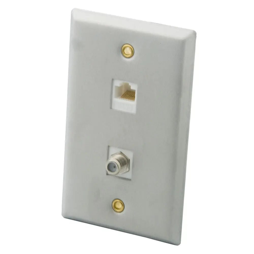 USA Type 120 Connector Cat6 Coaxial Wall Outlet RJ45 FacePlate