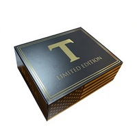 Boîte cadeau en carton noir et or, grande, personnalisée, gaufrée, pliable, avec couvercle magnétique, pour vêtements
