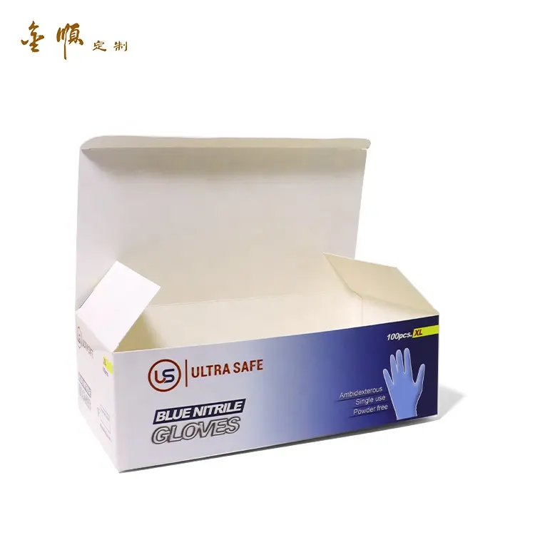 Бесплатный образец дешевая белая коробка для карт латексные перчатки для осмотра бумажная упаковка