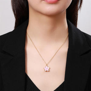 High-end işık lüks niş tatlı kiraz çiçeği el yapımı kolye kolye pembe yağ damlası çiçek kadın moda noel - Product Image 4