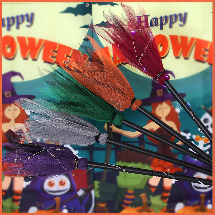Cross-border New Halloween Broom Detachable Props Ghost Festival Party Decoration Supplies Halloween Witch Broom