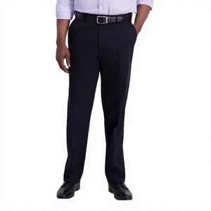 Straight Leg Formal Embroidered Elastic Sweatpants Men 85% Cotton 15% Spandex Joggers Regular Fit - Product Image 2