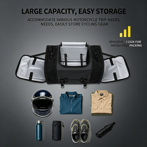 Sac de selle extensible pour moto Fastrider 40L-60L, sac de porte-bagages arrière robuste avec housse de pluie pour les longues voyages - Product Image 6