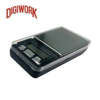DIGIWORK 500g*0.1g Balance de poche haute précision avec rétroéclairage LCD, dimensions 8,5*4,5*2 cm, très mini, mesure du poids avec plateau transparent