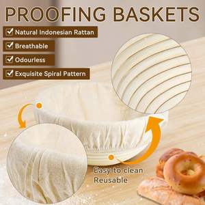 Sourdough Bread Baking Supplies Starter <b>Kit</b> Rattan Proofing Baskets 9-10 Inch Easy Cleaning Eco-Friendly Oven Safe Dishwasher - Product Image 3