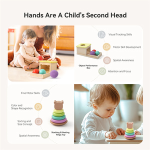 Juego de Juguetes Educativos Montessori para Apilar, Unisex, <span class=keywords><strong>6</strong></span>-9 Meses, Oso, Juego de Imitación, Múltiples Funciones, Material de Madera y Silicona, Empaquetado en Caja - Product Image 4