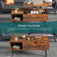 Table basse moderne minimaliste à hauteur réglable pour salon, chambre et bureau, en métal et bois, vente directe usine