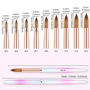 KEMEISI pincel acrílico Rosa holográfico de calidad superior <span class=keywords><strong>Kolinsky</strong></span> 100% pincel para decoración de uñas logotipo personalizado - Product Image 3