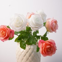 Roses Françaises Réalistes Bourgogne à Tiges Pliables pour Bouquet de Mariée, Arche de Mariage et Composition Florale de Fête