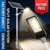 Kit de lampadaire solaire à LED à panneau séparé, direct usine, avec télécommande, montage sur poteau, 100W-200W, IP65, pour éclairage routier extérieur et communautaire