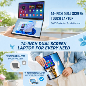 โน้ตบุ๊ค 2 in 1 หน้าจอสัมผัสคู่ขนาด 14 นิ้ว รุ่น N100 รองรับการสัมผัส 10 จุด แบตเตอรี่ 6500mah พร้อมปากกา 10 จุด สำหรับธุรกิจ รุ่น Hfbook14/n100-903 - Product Image 4
