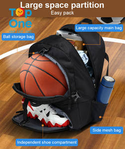 Top One Sac à dos de basket-ball et de football en nylon pour hommes et femmes Noir Gris Jaune avec compartiment à chaussures - Product Image 2