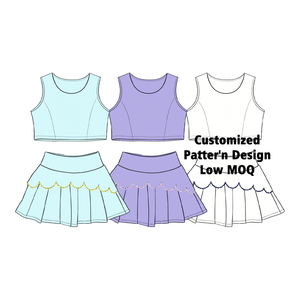 Conjunto Deportivo de Verano para Niñas, Transpirable y Ligero, Top Corto con Falda Plisada, Venta al Por Mayor de Moda Infantil, MOQ Bajo - Product Image 1