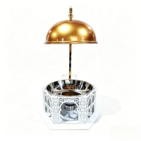 Plat à chafing 8L blanc et or en acier inoxydable ajouré avec couvercle suspendu pour buffet et maintien au chaud des aliments, idéal pour les banquets de mariage au Moyen-Orient