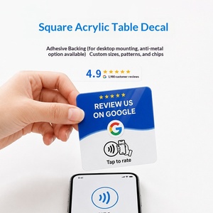 Etiqueta NFC para Reseñas de <span class=keywords><strong>Google</strong></span>, Tarjeta de Calificación, Tarjeta de Visita, Letrero Acrílico NFC para Restaurante, Chip 215 de Alta Frecuencia RFID Personalizable - Product Image 1