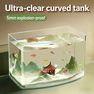 Acquario da Tavolo in Vetro Ultra-Trasparente Termoformato per Soggiorno, Piccolo Acquario per Piante Acquatiche e <span class=keywords><strong>Tartarughe</strong></span> - Product Image 2