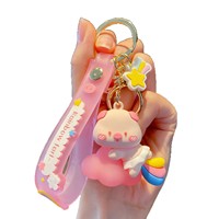 Porte-clés en PVC créatif motif cochon arc-en-ciel, pendentif mignon, breloque de sac pour couple, jouet pour enfants, cadeau, vente chaude