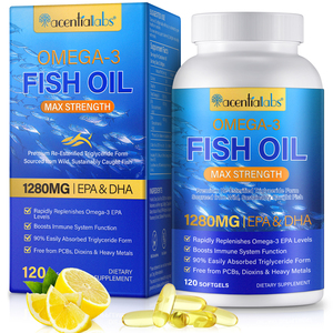 Complément d'huile de poisson Oméga <span class=keywords><strong>3</strong></span>, <span class=keywords><strong>120</strong></span> gélules, 1280 mg par portion, renforce le système immunitaire, capsules d'huile de poisson avec EPA, DHA et Oméga <span class=keywords><strong>3</strong></span> - Product Image 6