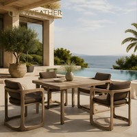 Ensemble de table et chaises de salle à manger en teck massif avec logo personnalisé, meubles d'extérieur