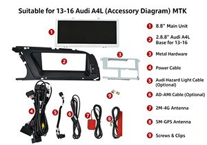 Autoradio Android double système 8,8 pouces avec CarPlay sans fil, écran tactile HD pour Audi A5 A4L 2013-2016 avec navigation GPS automatique - Product Image 3