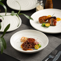 Assiettes à dîner en porcelaine avec logo personnalisé, 8,5 pouces, assiette plate, couleur blanche, vaisselle en céramique pour pâtes, vaisselle de table pour hôtel