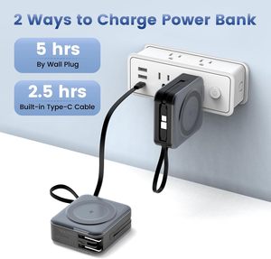 Cargador Portátil Universal con Enchufe de CA, Batería Externa Magnética Inalámbrica 6 en 1 de Polímero de Litio y Plástico, 10000mAh, Cables Integrados, 22.5W, Tipo-C - Product Image 5