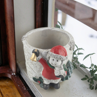 Jardinière en ciment pour plantes d'extérieur, succulentes, bonsaï avec motif bonhomme de neige, pot de fleurs pour plantes de serre