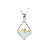 Bijoux en argent sterling 925 série océan pendentif vague d'opale bleue pendentif opale pour femme