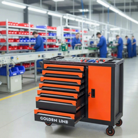 Chariot d'atelier industriel OEM GLD GL3387 à 7 tiroirs, capacité 300 kg, en métal robuste avec roulettes verrouillables et serrure à clé