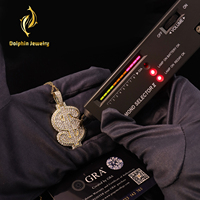 Colgante Personalizado con Símbolo de Dólar, Totalmente Cubierto de Diamantes de Laboratorio, Oro de 14K, Estilo Hip Hop, Amuleto con Símbolo de Dinero, Joyería Urbana Unisex
