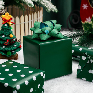 Green Polka Dot Gift Wrapping Paper Double-Sided Art Paper for Holiday Packaging - Product Image 2