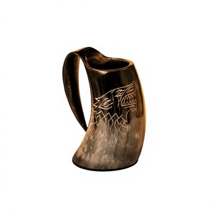 Juego de Tazas de Cuerno de Búfalo Vikingas Premium Hechas a Mano, Modernas, Impermeables, Diseño Clásico de Calidad Estándar, con Asa Resistente - Product Image 2